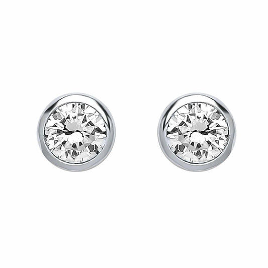 Silver CZ Bubble Solitaire Stud Earrings 6mm 1.70cts - PS-RD6