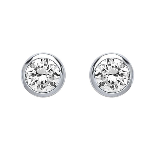 Silver CZ Bubble Solitaire Stud Earrings 7mm 2.60cts - PS-RD7