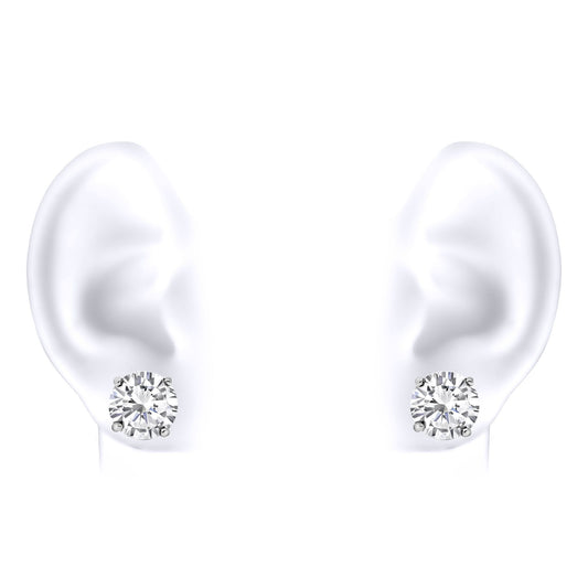 Silver CZ 4 Claw Solitaire Stud Earrings 13mm 17.00cts - RD13