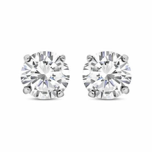 Silver CZ 4 Claw Solitaire Stud Earrings 3mm 0.20cts - RD3