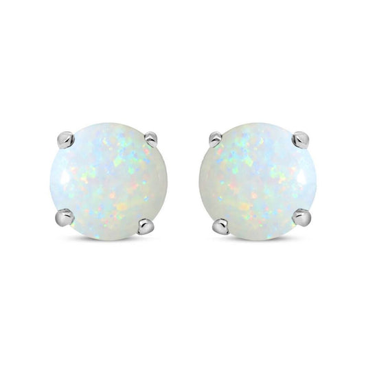 Silver Rainbow Opal 5mm Solitaire Stud Earrings 1.00ct - RD5OPAL