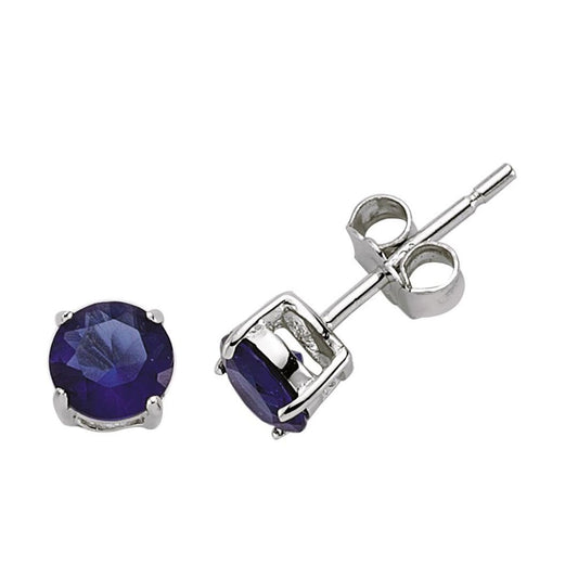 Silver Blue CZ Double Gallery Solitaire Stud Earrings 5mm 1.00ct - RD5SAP