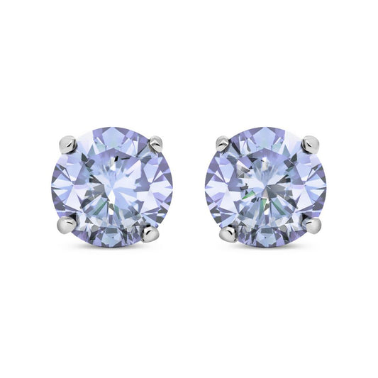 Silver Lilac CZ Double Gallery Stud Earrings 5mm 1.00ct - RD5VIO