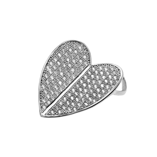 Sterling Silver CZ Love Heart Charm Pendant Necklace 16>18 inch - RE1674