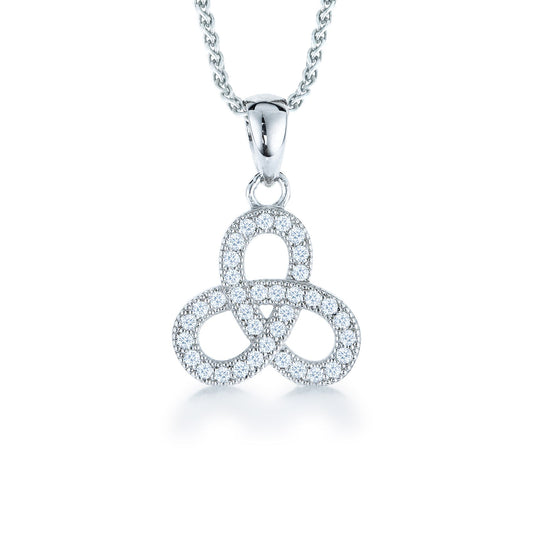 Sterling Silver CZ Pretzel Charm Pendant Necklace 16>18 inch - RE16764