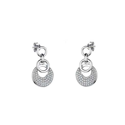 Sterling Silver CZ Encrusted Loops Drop Earrings - RE17884