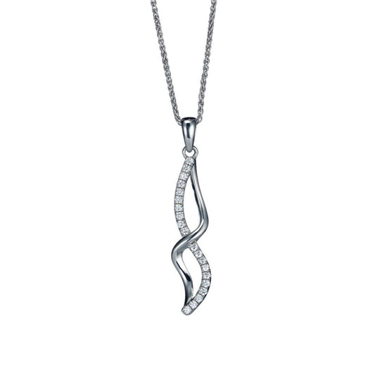 Sterling Silver CZ Twisted Infinity Wave Charm Necklace 18 inch - RE24164
