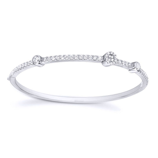 Sterling Silver CZ Simple and Elegant One-Piece Bangle - RE29214