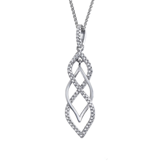 Sterling Silver CZ Twisted Infinity Teardrop Necklace 16>18 inch - RE38134
