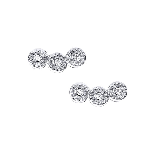 Sterling Silver CZ Trilogy Illusion Set Stud Earrings - RE40124