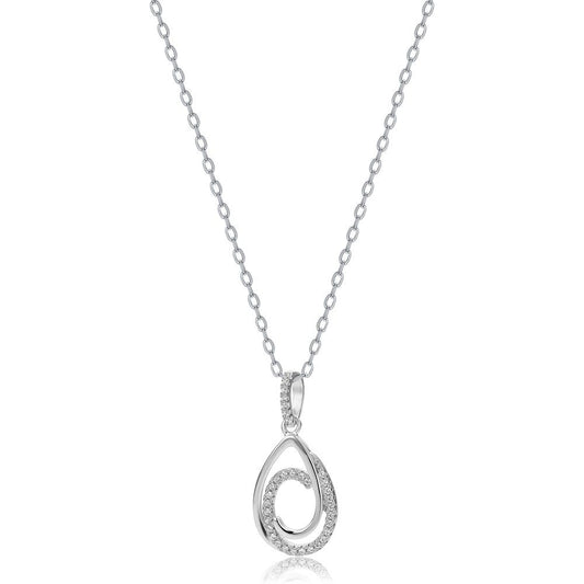 Sterling Silver CZ Twirling Tears of Joy Charm Necklace 18 inch - RE46634