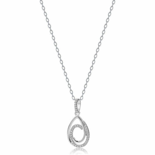 Sterling Silver CZ Twirling Tears of Joy Charm Necklace 18 inch - RE46634
