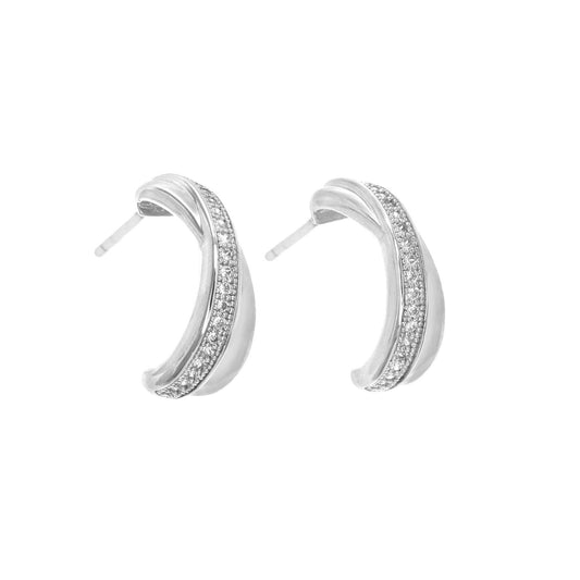 Sterling Silver CZ Eternity Crossover Drop Earrings - RE6194