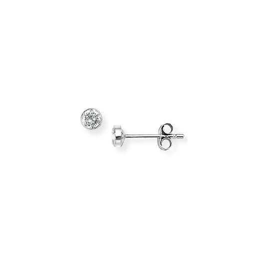 9ct White Gold CZ Round Bezel Stud Earrings - 3mm - SENR02203
