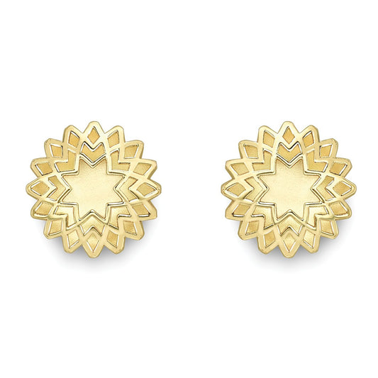 9ct Gold Spirograph Explosion Popcorn Stud Earrings - SENR02258