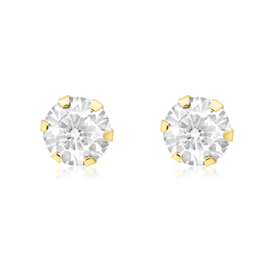 Ladies 9ct Gold CZ 6 Claw Stud Earrings - 3mm - SENR02303
