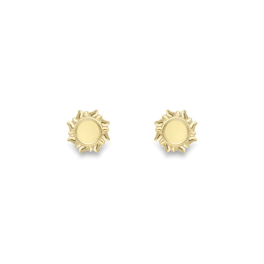 Ladies 9ct Yellow Gold Radiant Happy Sunshine Stud Earrings 7mm - SENR02621