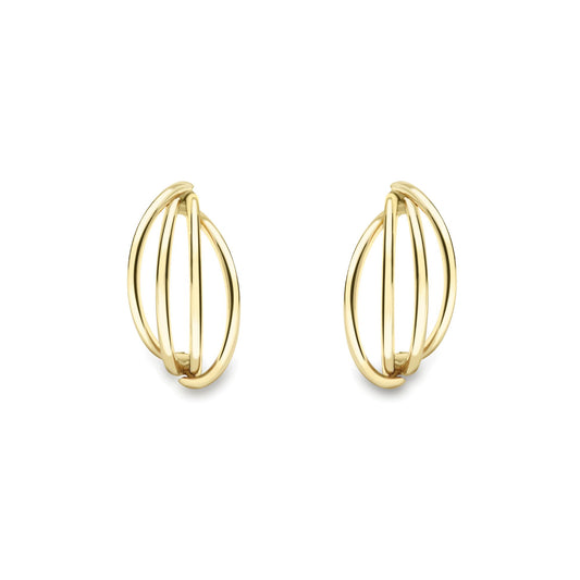 Ladies 9ct Yellow Gold Banana Bunch Arc Bow Drop Earrings 7mm - SENR02624