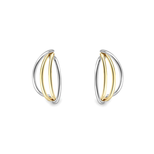 9ct White & Yellow Gold Banana Bunch Arc Bow Drop Earrings 7mm - SENR02625
