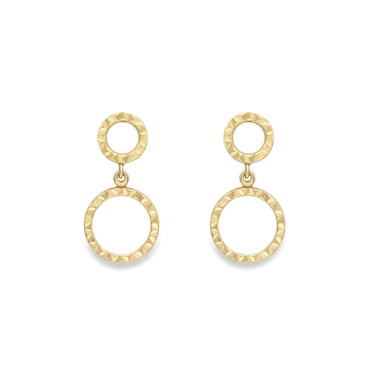 9ct Gold Diamond Cut Drop Stud Earrings - SENR02647