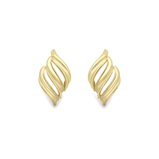 9ct Gold Wavy Stud Earrings - SENR02649