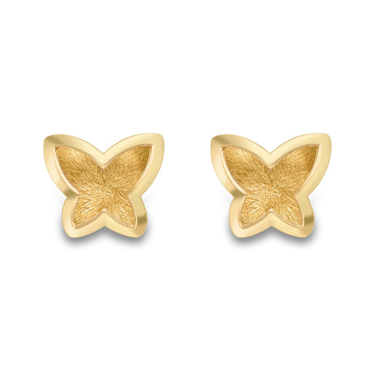 9ct Gold Satin Brushed Butterfly Wings Stud Earrings - SENR02871