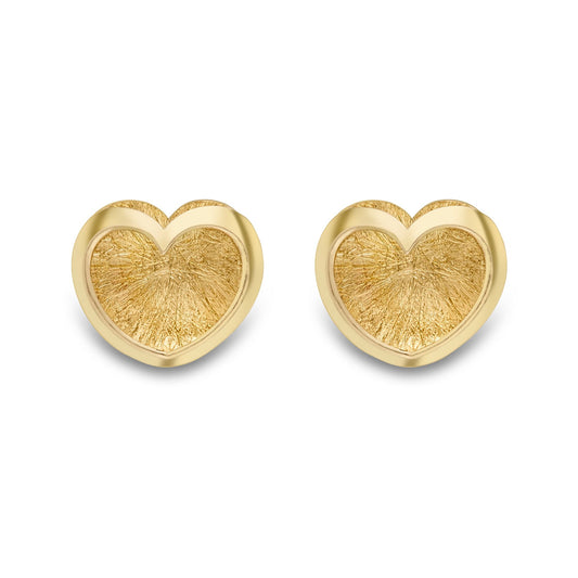 9ct Gold Satin Brushed Love Heart Stud Earrings - SENR02872