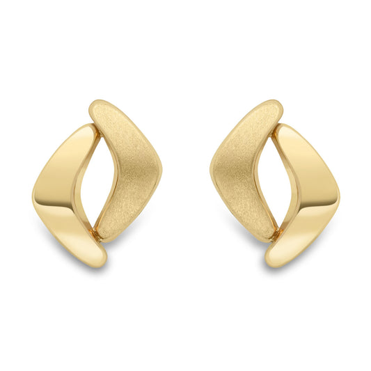 9ct Gold Satin Brushed Boomerang Stud Earrings - SENR02875