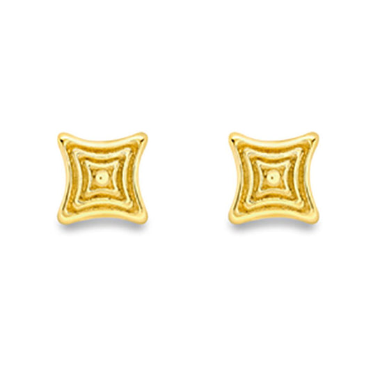 9ct Gold Concave Square Tunnel Grooved Stud Earrings 5mm - SENR02887