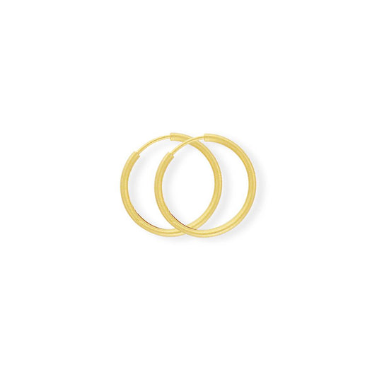 Ladies 9ct Gold 0.75mm Thin Sleeper Hoop Earrings - 14mm - SENR02926