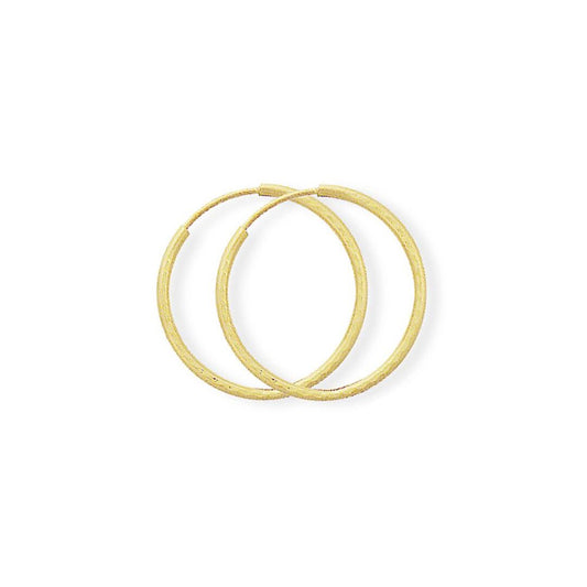 9ct Gold 0.75mm Diamond-cut Sleeper Hoop Earrings - 22mm - SENR02931