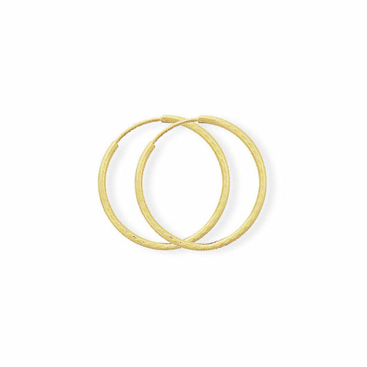 9ct Gold 0.75mm Diamond-cut Sleeper Hoop Earrings - 22mm - SENR02931