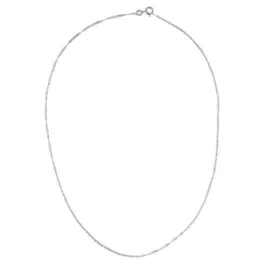 9ct White Gold Sparkling Singapore Pendant Chain Necklace 1.5mm - SINAXLG25W