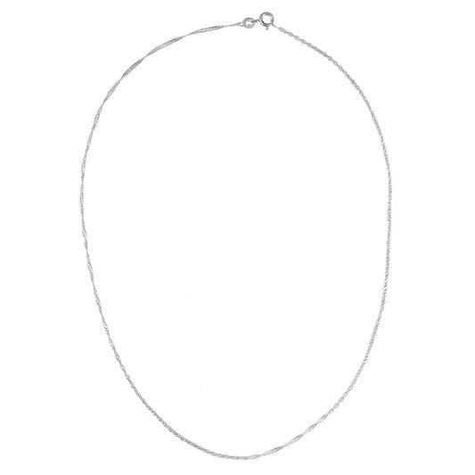 9ct White Gold Sparkling Singapore Pendant Chain Necklace 1.5mm - SINAXLG25W