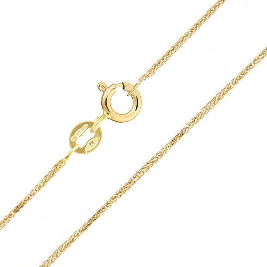 9ct Gold Smooth Snake-like Spiga Pendant Chain Necklace 1mm - SPMAXLD20Y