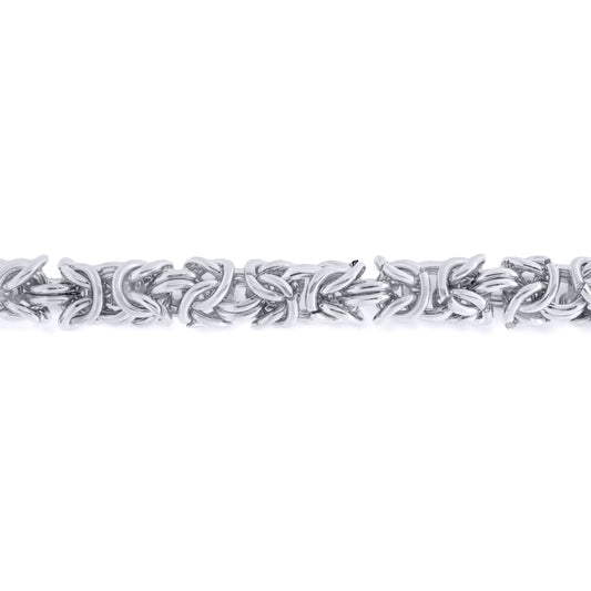Steel 3D Rounded Byzantine Link Chain Necklace 8mm 18" 45cm - STN0005