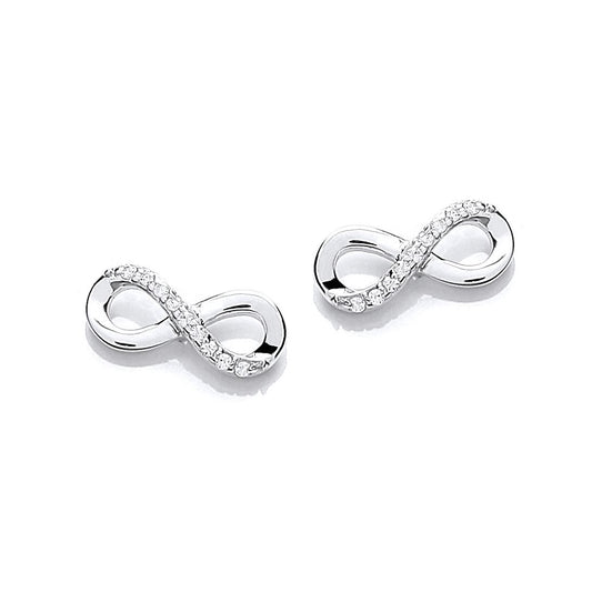 Silver CZ Infinity 8 Stud Earrings - SZE013