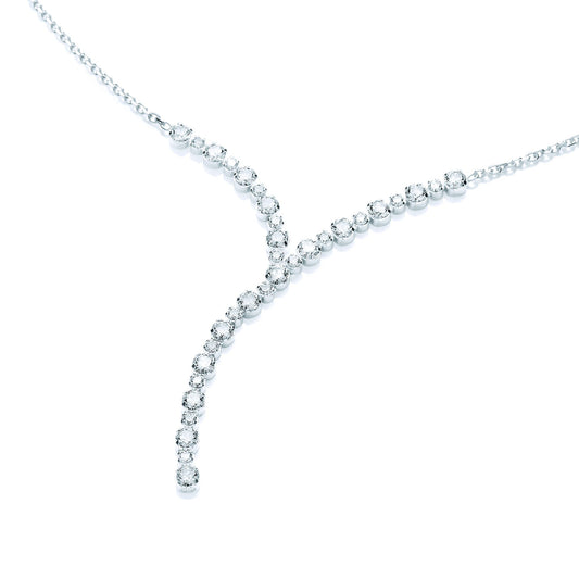 925 Sterling Silver CZ Y-Neck Eternity Necklace 3mm 17 inch - SZK001