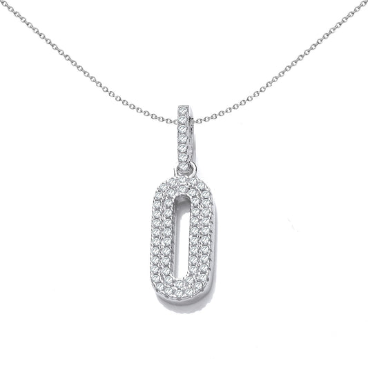 Sterling Silver CZ Oval Pill Halo Art Deco Encrusted 0 Pendant - SZP022