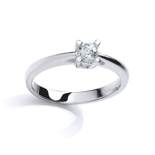 Silver CZ 4 Claw Solitaire Engagement Ring 50pts - SZR002