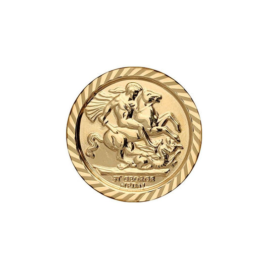 9ct Gold Loop Spiral Frame St George Pendant (Half Sov Size) - JSP008-H