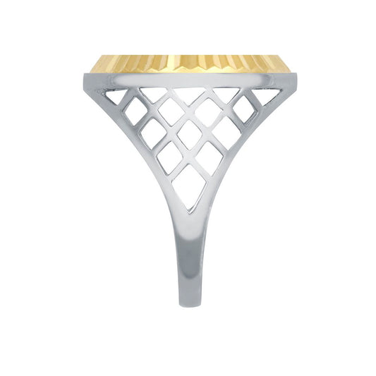 Silver Half Sovereign Coin Mount Onyx Ring 9ct Gold Fluted Bezel - XRN168-H