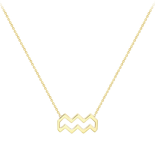 9ct Gold Aquarius Necklace 16/18" 42/45cm - ZDNR02AQ2