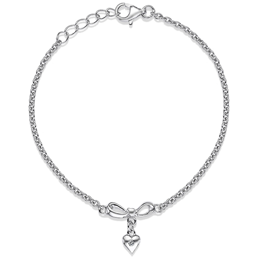 Lily & Lotty For Girls Sterling Silver 0.01ct Diamond GRACE Heart Charm Bracelet - LL.0133
