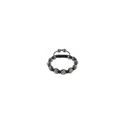 St Tropez - Tresor Paris Bracelet - Grey 10mm Crystal & Magnetite - Black Cord - 015371