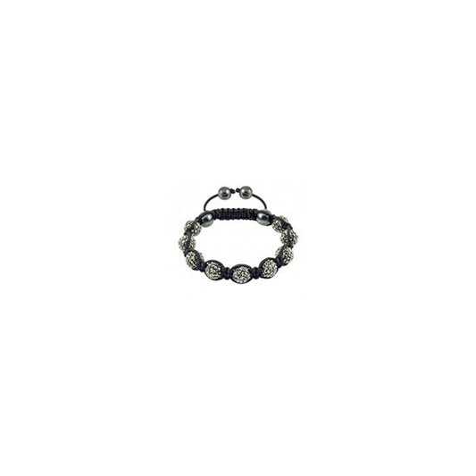 St Tropez - Tresor Paris Bracelet - Grey 10mm Crystal & Magnetite - Black Cord - 015371