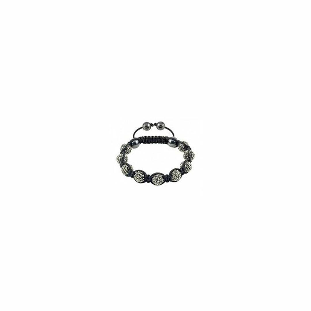 St Tropez - Tresor Paris Bracelet - Grey 10mm Crystal & Magnetite - Black Cord - 015371