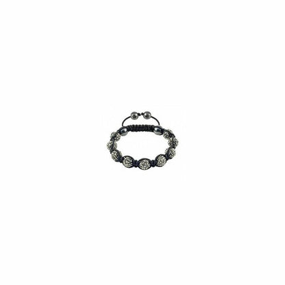 St Tropez - Tresor Paris Bracelet - Grey 10mm Crystal & Magnetite - Black Cord - 015371