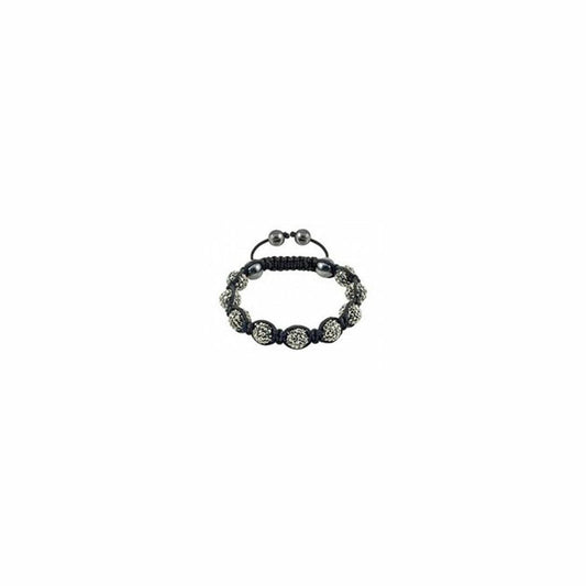 St Tropez - Tresor Paris Bracelet - Grey 10mm Crystal & Magnetite - Black Cord - 015371