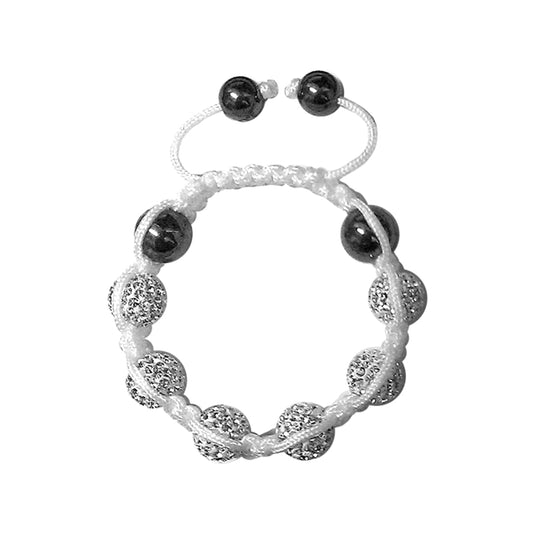 Valence - Tresor Paris Bracelet - White 10mm Crystal & Magnetite - Kids 5" - 016042